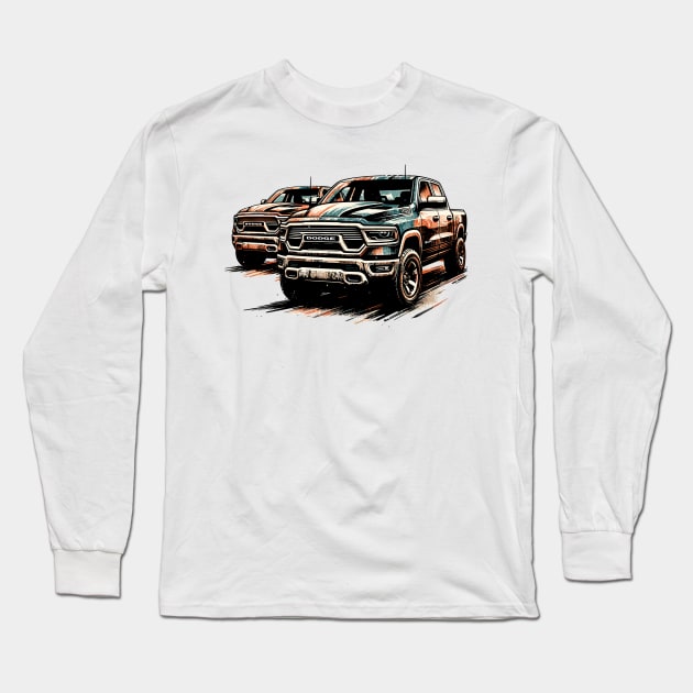 Dodge Ram 1500 Long Sleeve T-Shirt by Vehicles-Art